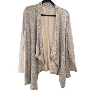 Sunday for Anthropologie Open Front Cardigan BGE SLVR Thread Blend Shimmer  W 2X